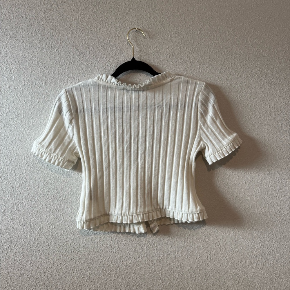 Zara White Ribbed Crop Top - Picture 4 of 4